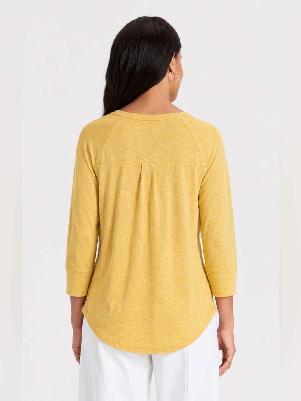 Mossimo Supply Co Yellow Heathered Raglan 3/4 Sleeve Tee Top Medium - Picture 2 of 5
